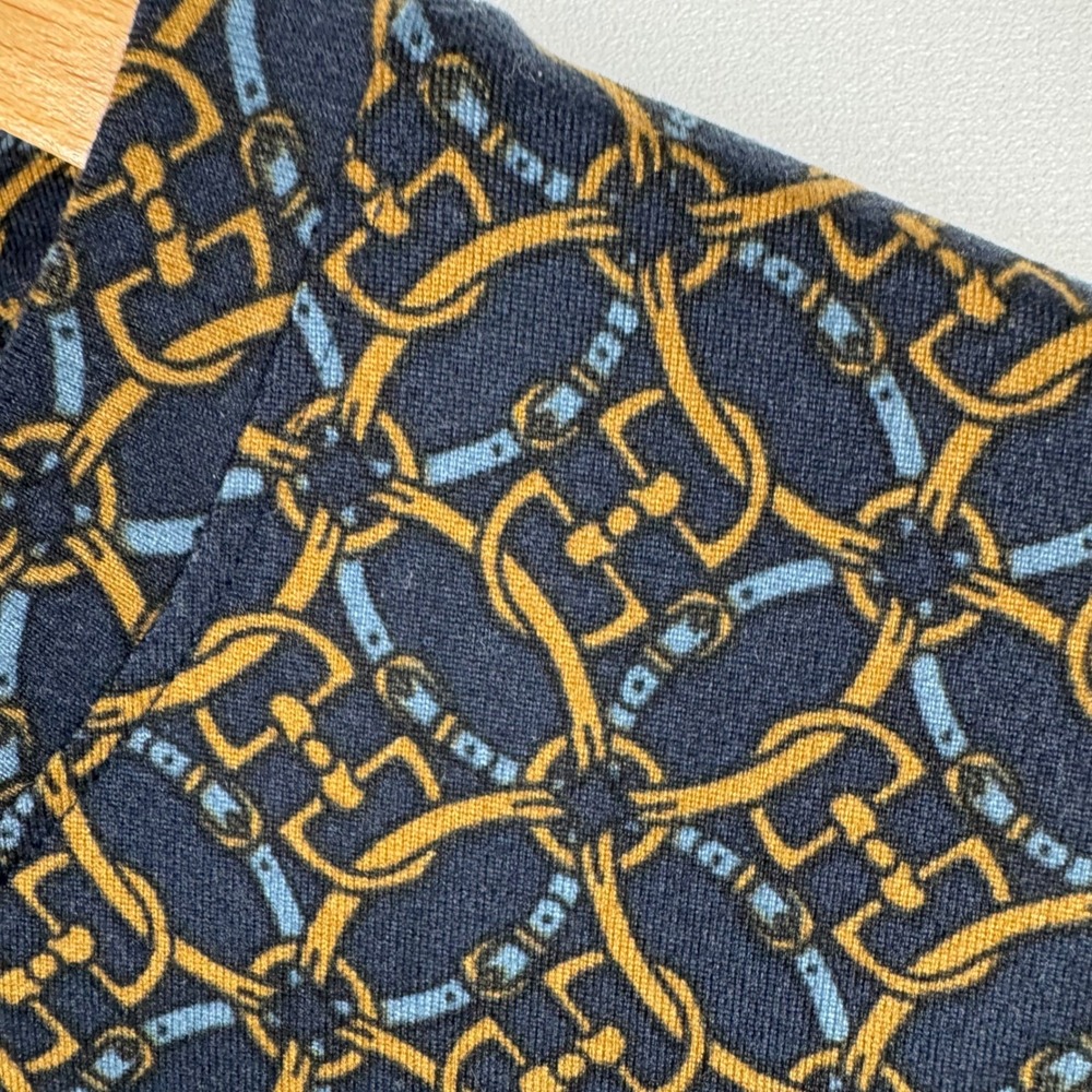 Brooks Brothers Equestrian Chain‎ Link Long Sleeve Knit Top Womens M Navy Gold - Picture 3 of 7